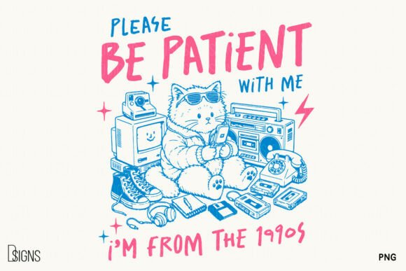 Download Sarcastic Quote Retro 90s Funny Cat PNG - Retro Collection