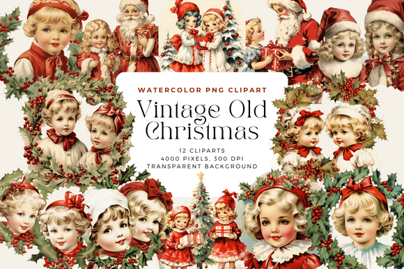 Download Watercolor Vintage Old Christmas Clipart - Watercolor Collection
