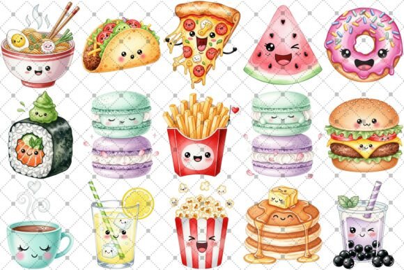 Download Kawaii Food &amp; Drink Watercolor Clipart - Watercolor Collection