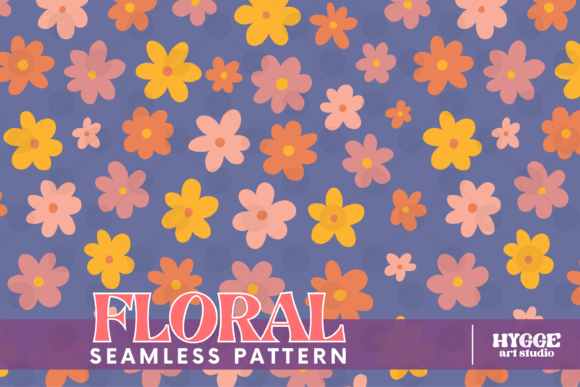 Download Retro Flowers Seamless Pattern Paper PNG - Retro Collection
