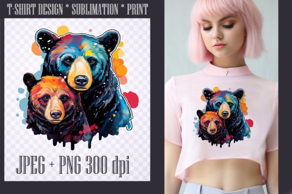Download Bright Watercolor Grizzly Bear - Watercolor Collection