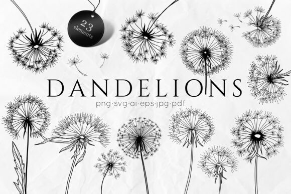 Download Dandelions SVG - Flowers Line Art SVG - Premium Resources