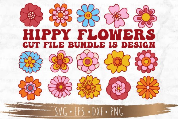 Download Hippy Flower Retro Groovy Flower 60s-70s - Retro Collection
