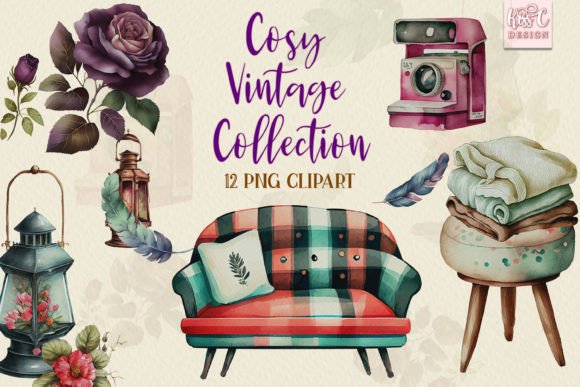 Download Cosy Vintage Watercolor Clipart - Watercolor Collection