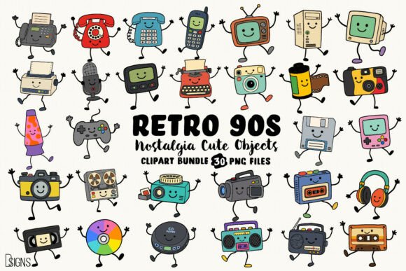 Download Retro 90s Cute Nostalgic Objects Bundle - Retro Collection