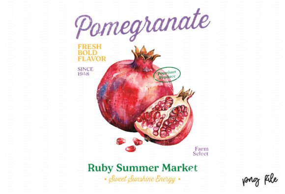 Download Summer Retro Pomegranate Fruit PNG - Retro Collection
