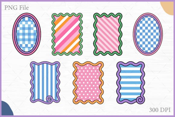Download Retro Wavy Pattern Frame Clipart PNG Set - Retro Collection