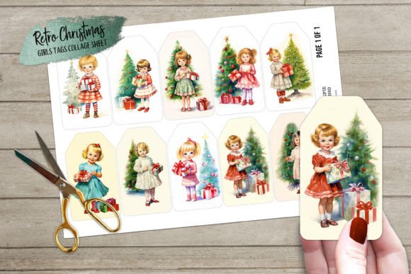 Download Retro Christmas Girls Gift Journal Tags - Retro Collection