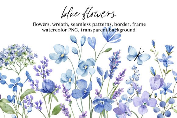 Download Blue Flowers Watercolor PNG Clipart. - Watercolor Collection