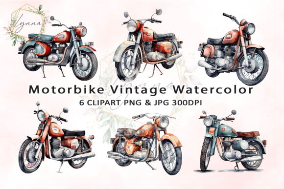 Download Motorbike Vintage Watercolor Clipart - Watercolor Collection