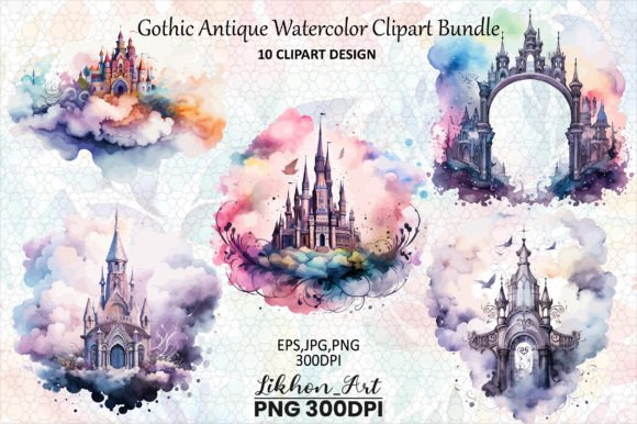 Download Gothic Antique Watercolor Clipart Bundle - Watercolor Collection