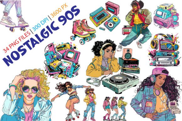 Download 34 Nostalgic 90s Retro Vintage Clip Art - Retro Collection