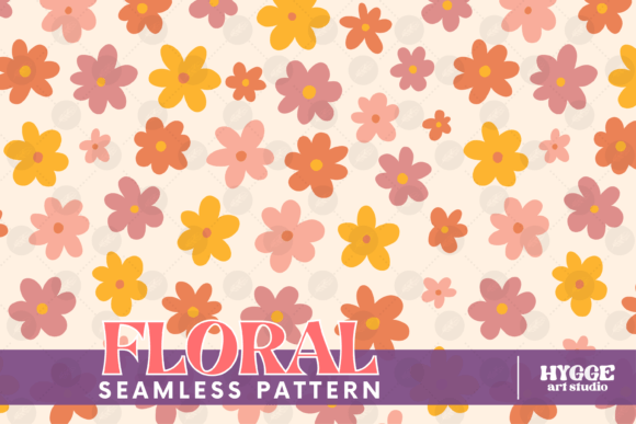 Download Retro Flowers Seamless Pattern Paper PNG - Retro Collection