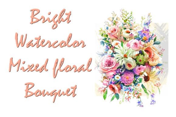Download Bright Watercolor Mixed Floral Bouquet - Watercolor Collection