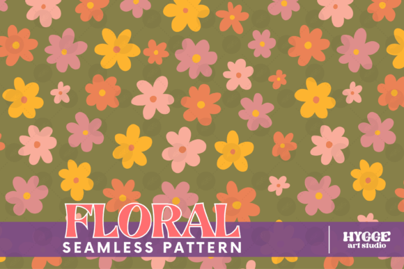 Download Retro Flowers Seamless Pattern Paper PNG - Retro Collection