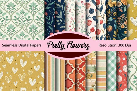Download PRETTY FLOWERS Seamless Digital Paper - Flowers Collection