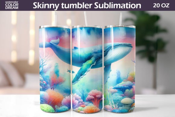 Download Watercolor Whale Tumbler Wrap - Watercolor Collection