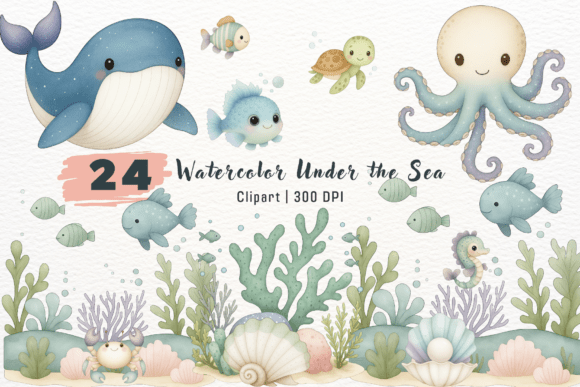 Download Watercolor Under the Sea Clipart - Watercolor Collection