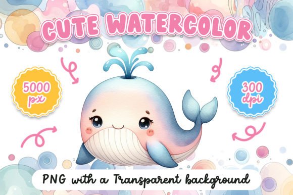 Download Cute Watercolor Whale - Watercolor Collection