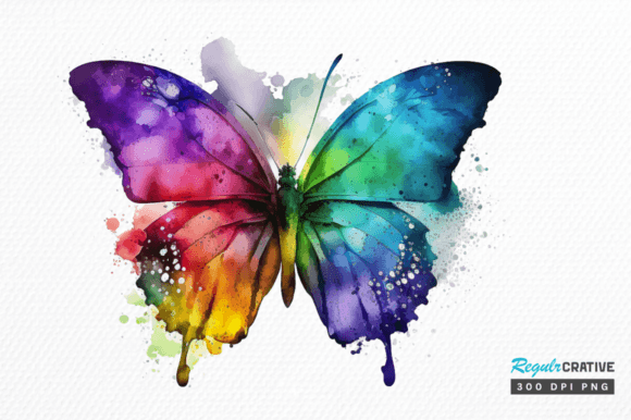 Download Watercolor Rainbow Butterflie Clipart - Watercolor Collection